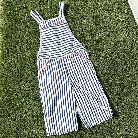 BEEBAY 7years made in India, striped romper, blue, white, and red - Picture 2 of 7